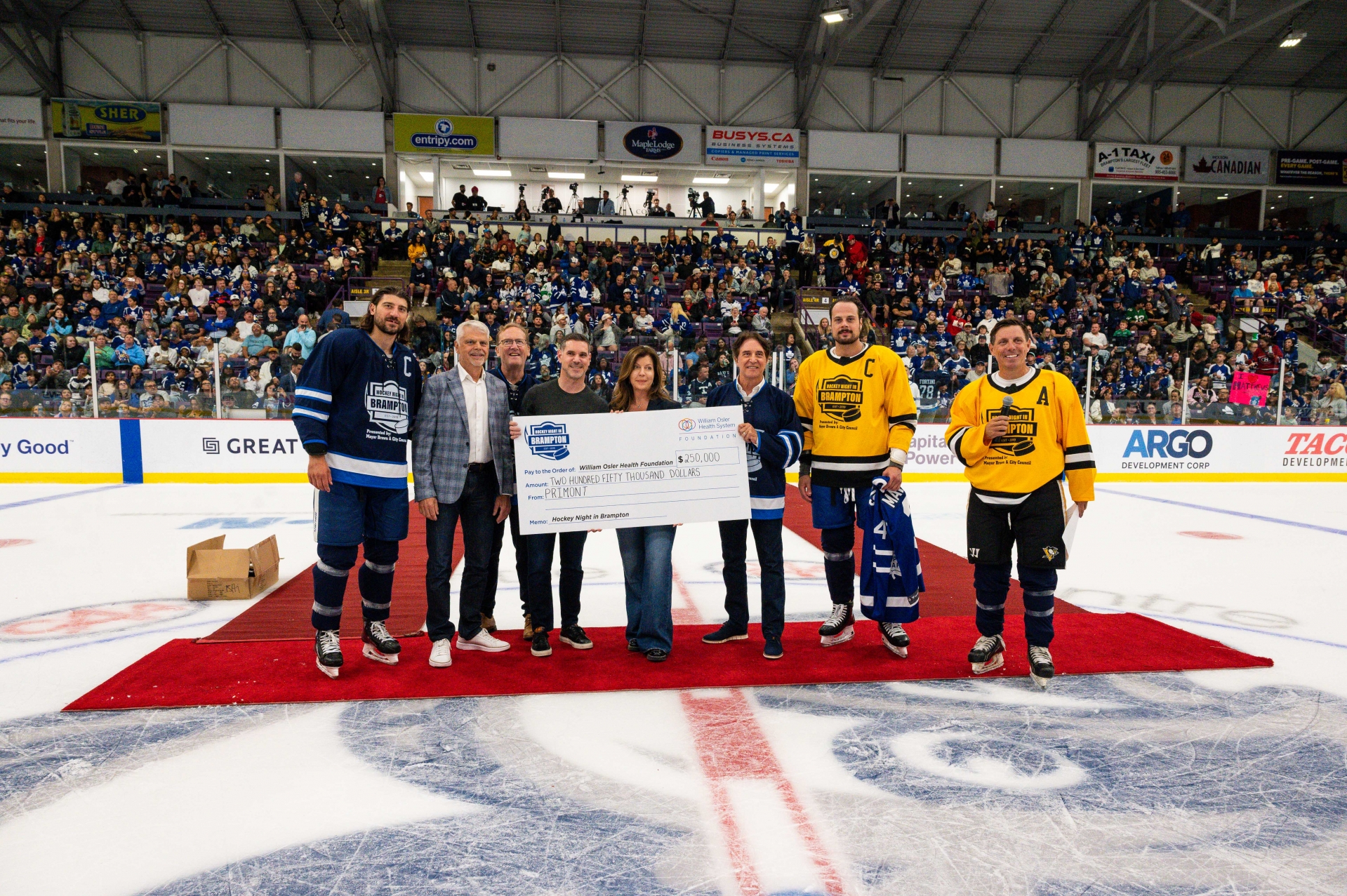 primont presenting donation hockey night in brampton